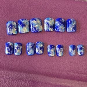 🍒🍒 (Bundle Only) 14 Pcs Blue Galaxy Nail Set